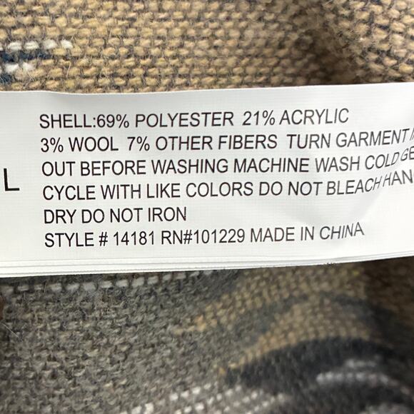 Outdoor Collection Aztec Fleece Shacket Mens L Beige Blue Button Front Western - Picture 6 of 7